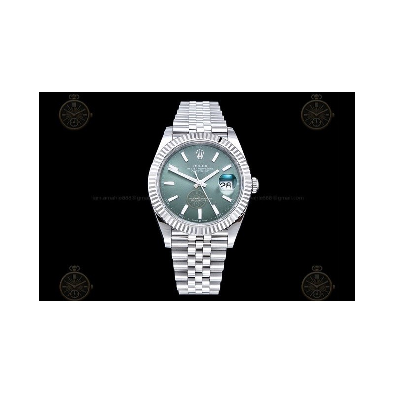 Datejust 41mm 904L SS/Flt/Jub Green/Stk EWE A3235