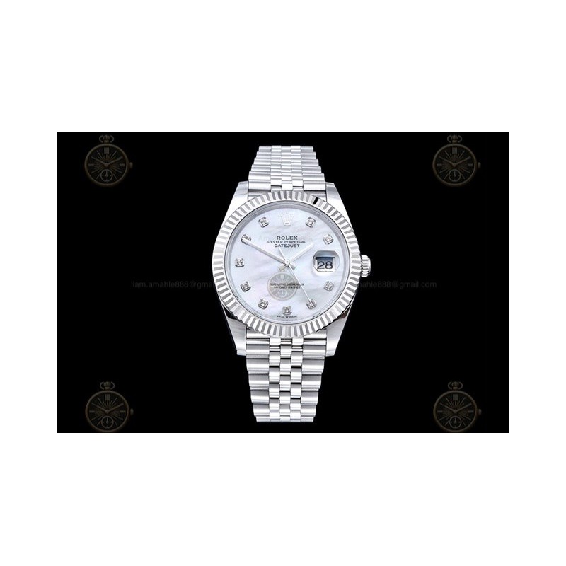 Datejust 41mm 904L SS/Flt/Jub White MOP/Dia EWE A3235