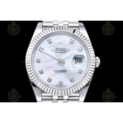 Datejust 41mm 904L SS/Flt/Jub White MOP/Dia EWE A3235