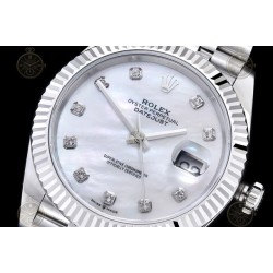 Datejust 41mm 904L SS/Flt/Jub White MOP/Dia EWE A3235