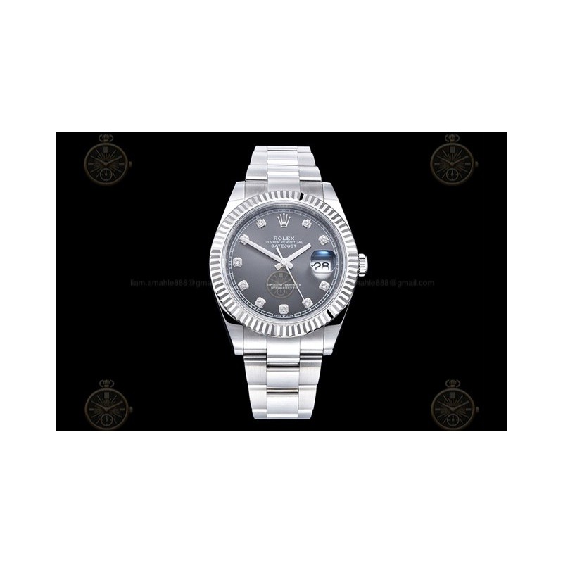 Datejust 41mm 904L SS/Flt/Oys Grey/Dia EWE A3235