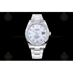 Datejust 41mm 904L SS/Flt/Oys White MOP/Dia EWE A3235