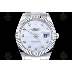 Datejust 41mm 904L SS/Flt/Oys White MOP/Dia EWE A3235