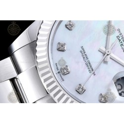 Datejust 41mm 904L SS/Flt/Oys White MOP/Dia EWE A3235