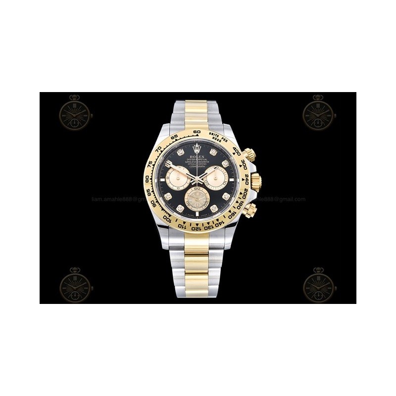 Daytona 904L YG/SS Black/Gold/Dia APSF SH4131