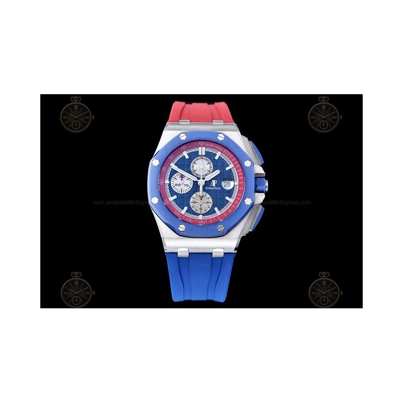 Royal Oak Offshore 26400 SS/CER/Blue/Red RU Blue/White/Stk TKF A3126 Mod