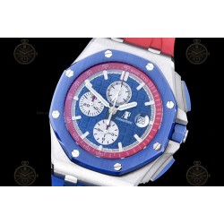 Royal Oak Offshore 26400 SS/CER/Blue/Red RU Blue/White/Stk TKF A3126 Mod