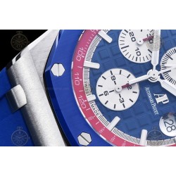 Royal Oak Offshore 26400 SS/CER/Blue/Red RU Blue/White/Stk TKF A3126 Mod