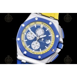 Royal Oak Offshore 26400 SS/CER/Blue/Yellow RU Blue/White/Stk TKF A3126 Mod