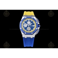 Royal Oak Offshore 26400 SS/CER/Blue/Yellow RU Blue/White/Stk TKF A3126 Mod