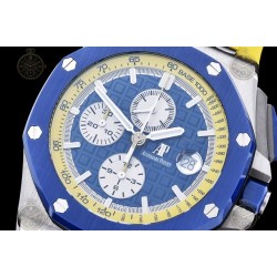 Royal Oak Offshore 26400 SS/CER/Blue/Yellow RU Blue/White/Stk TKF A3126 Mod