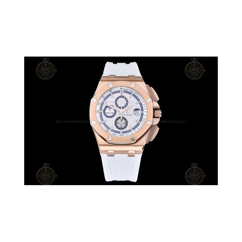 Royal Oak Offshore 26568 RG/White RU White/Stk TKF A3126 Mod