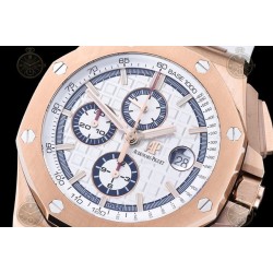 Royal Oak Offshore 26568 RG/White RU White/Stk TKF A3126 Mod