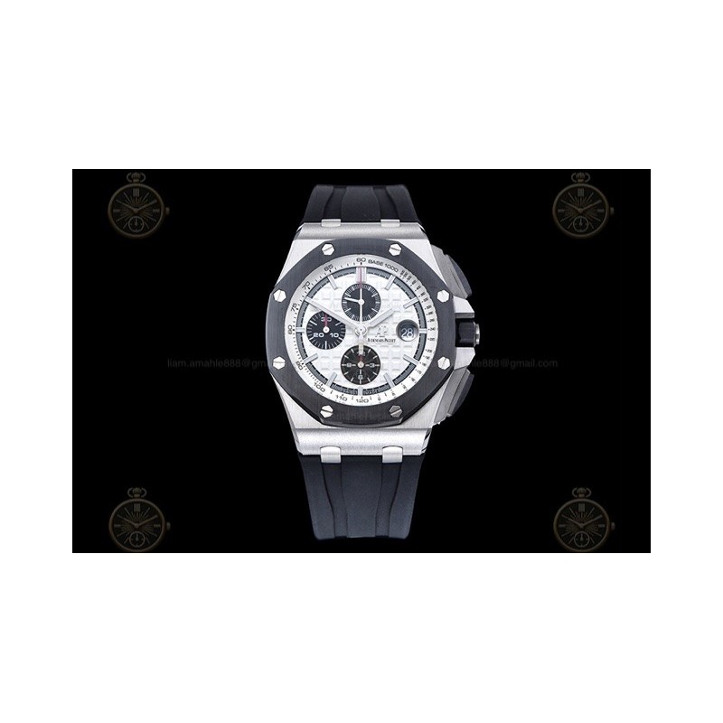 Royal Oak Offshore 26400 SS/RU White/Black/Stk TKF A3126 Mod