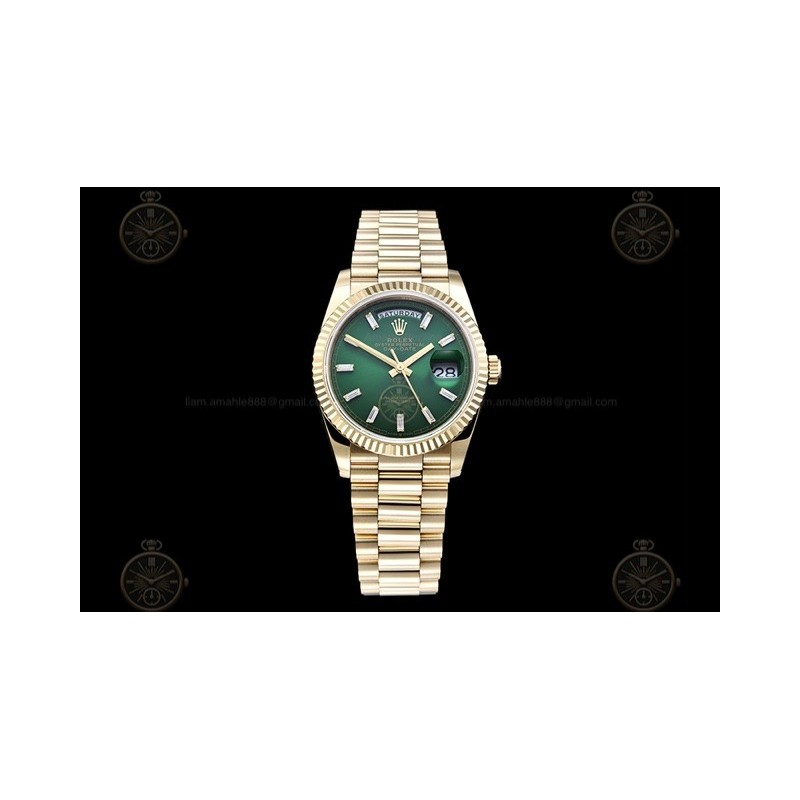 Day-Date 36mm 904L YG/Flt/Pres Green/B.Dia GMF VR3255