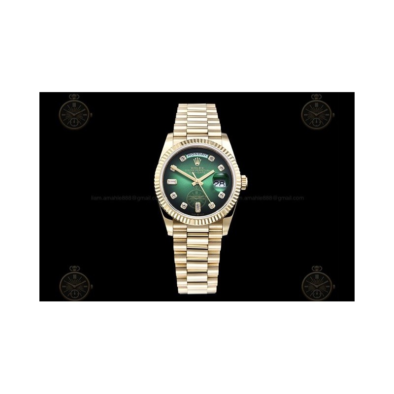 Day-Date 36mm 904L YG/Flt/Pres Green/Dia GMF VR3255