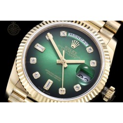 Day-Date 36mm 904L YG/Flt/Pres Green/Dia GMF VR3255