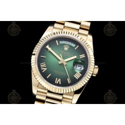 Day-Date 36mm 904L YG/Flt/Pres Green/Rmn/Stk GMF VR3255