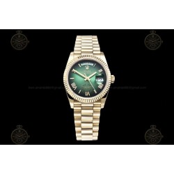 Day-Date 36mm 904L YG/Flt/Pres Green/Rmn/Stk GMF VR3255