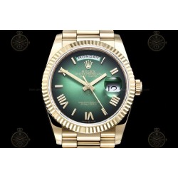 Day-Date 36mm 904L YG/Flt/Pres Green/Rmn/Stk GMF VR3255