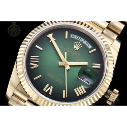 Day-Date 36mm 904L YG/Flt/Pres Green/Rmn/Stk GMF VR3255