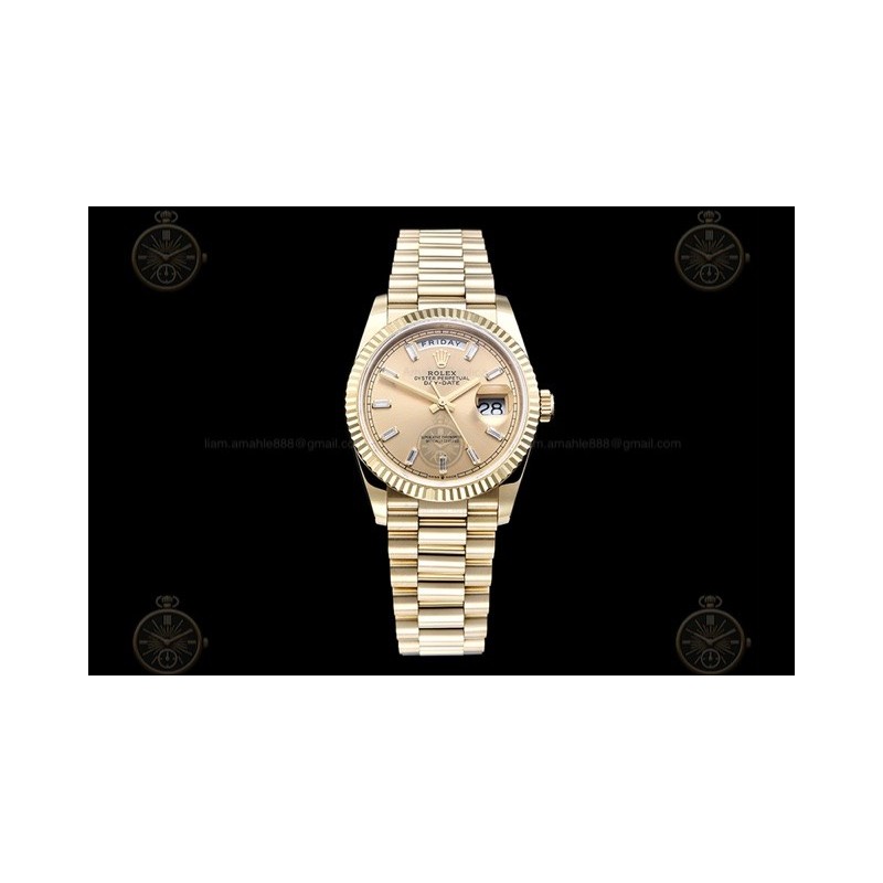 Day-Date 36mm Wtd 904L YG/YG/Flt/Pres Gold/B.Dia QF VR3255