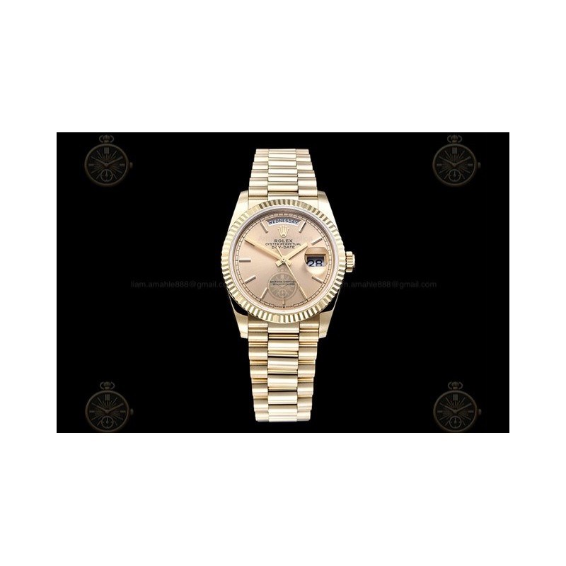 Day-Date 36mm Wtd 904L YG/YG/Flt/Pres Gold/Stk QF VR3255