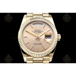 Day-Date 36mm Wtd 904L YG/YG/Flt/Pres Gold/Stk QF VR3255