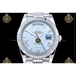 Day-Date 40MM 904L Wtd SS/FLT/PRES Ice Blue/Roman/Stk RGF VR3255