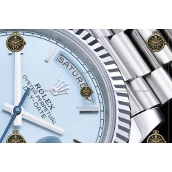 Day-Date 40MM 904L Wtd SS/FLT/PRES Ice Blue/Roman/Stk RGF VR3255