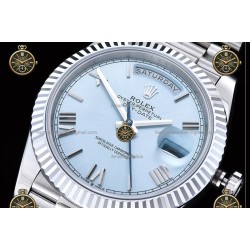 Day-Date 40MM 904L Wtd SS/FLT/PRES Ice Blue/Roman/Stk RGF VR3255