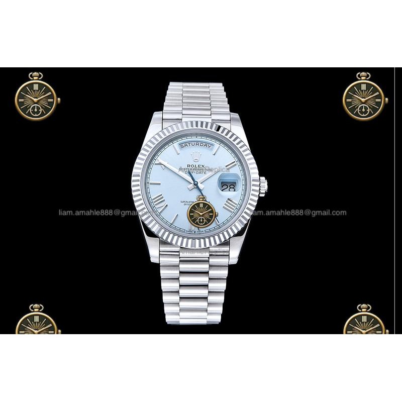 Day-Date 40MM 904L Wtd SS/FLT/PRES Ice Blue/Roman/Stk RGF VR3255