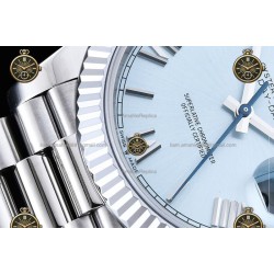 Day-Date 40MM 904L Wtd SS/FLT/PRES Ice Blue/Roman/Stk RGF VR3255