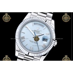 Day-Date 40MM 904L Wtd SS/FLT/PRES Ice Blue/Roman/Stk RGF VR3255