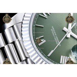 Day-Date 40MM 904L Wtd SS/FLT/PRES Green/Roman/Stk RGF VR3255