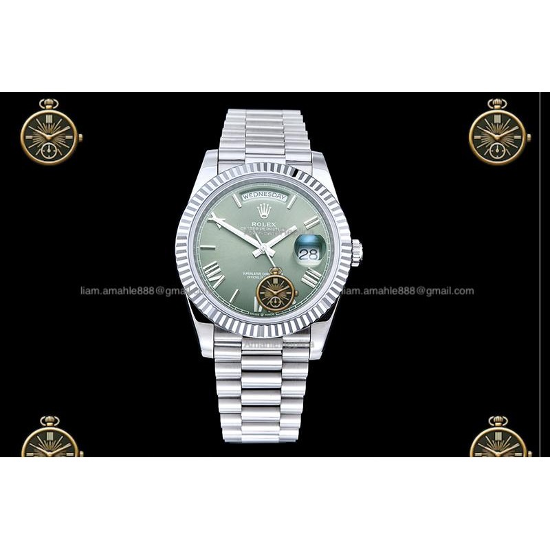 Day-Date 40MM 904L Wtd SS/FLT/PRES Green/Roman/Stk RGF VR3255