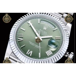 Day-Date 40MM 904L Wtd SS/FLT/PRES Green/Roman/Stk RGF VR3255