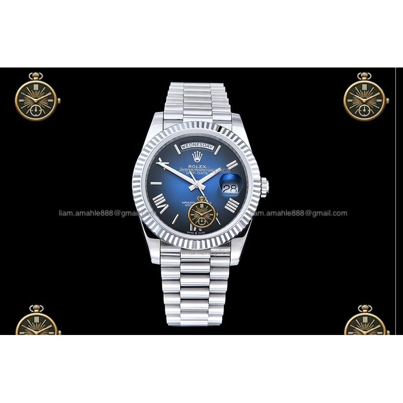 Day-Date 40MM 904L Wtd SS/FLT/PRES O.Blue/Roman/Stk RGF VR3255