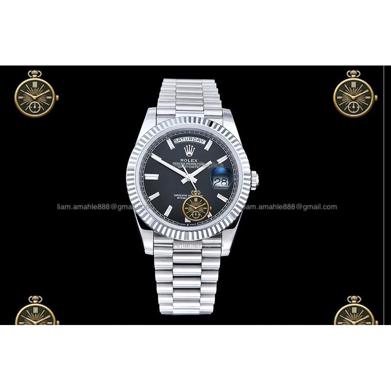 Day-Date 40MM 904L Wtd SS/FLT/PRES Black/Dia RGF VR3255