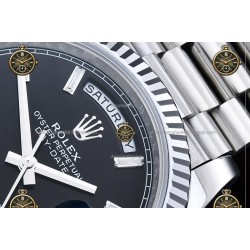 Day-Date 40MM 904L Wtd SS/FLT/PRES Black/Dia RGF VR3255