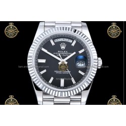 Day-Date 40MM 904L Wtd SS/FLT/PRES Black/Dia RGF VR3255