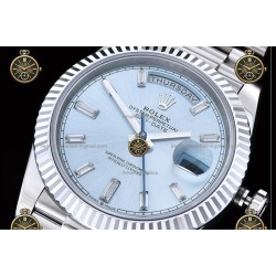 Day-Date 40MM 904L Wtd SS/FLT/PRES Ice Blue/Dia RGF VR3255