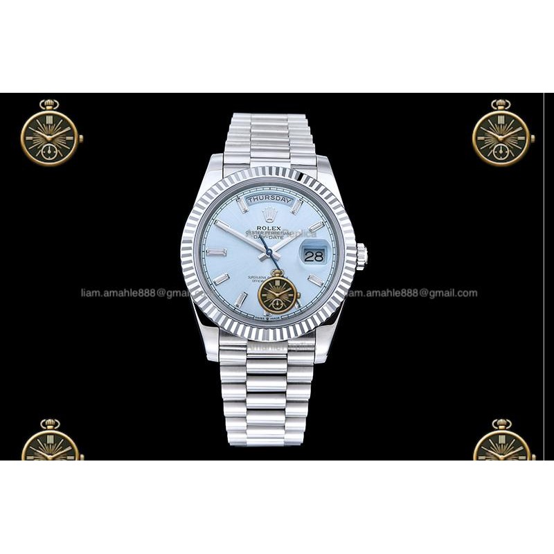 Day-Date 40MM 904L Wtd SS/FLT/PRES Ice Blue/Dia RGF VR3255