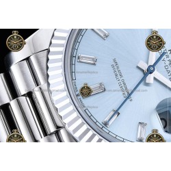Day-Date 40MM 904L Wtd SS/FLT/PRES Ice Blue/Dia RGF VR3255