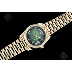 Day-Date 36mm Wtd 904L YG/YG/Flt/Pres Ombre Green/Rmn/Stk QF VR3255