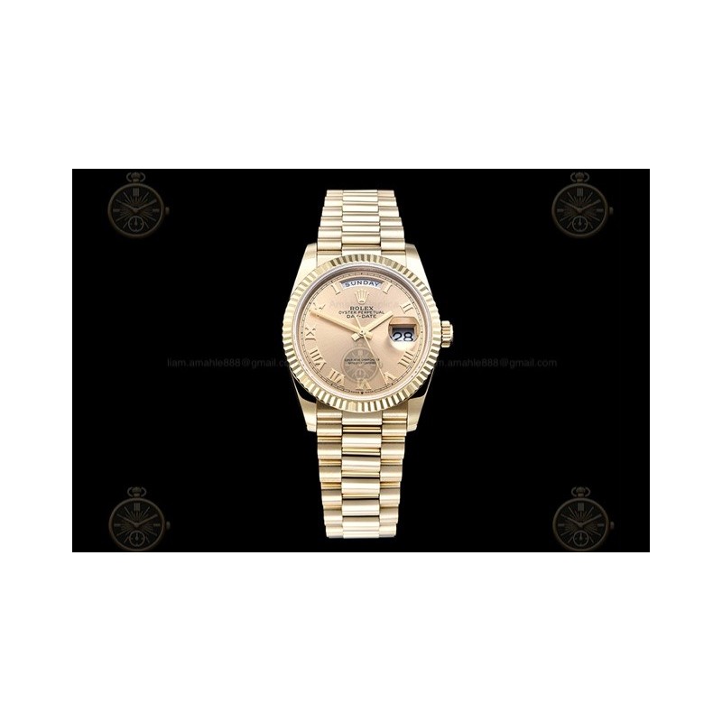 Day-Date 36mm Wtd 904L YG/YG/Flt/Pres Gold/Rmn QF VR3255