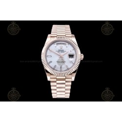 Day-Date 40mm 904L RG/Flt/Pres White MOP/B.Dia GMF A2836