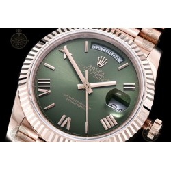 Day-Date 40mm 904L RG/Flt/Pres Olive Green/Rmn/Stk GMF A2836