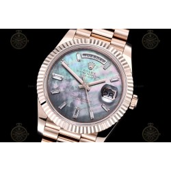 Day-Date 40mm 904L RG/Flt/Pres Black MOP/B.Dia GMF A2836