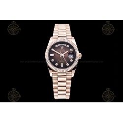 Day-Date 36mm Wtd 904L RG/Flt/Pres Ombre Brown/Dia QF VR3255